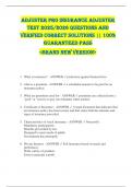 Adjuster Pro Insurance Adjuster  Test 2025&sol;2026 QUESTIONS AND  VERIFIED CORRECT SOLUTIONS &vert;&vert; 100&percnt;  GUARANTEED PASS  <BRAND NEW VERSION> 