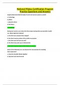 National Pilates Certification Program Practice Questions and Answers