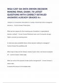 WGU C207 OA DATA DRIVEN DECISION MAKING FINAL EXAM &vert; 70 LATEST QUESTIONS WITH CORRECT DETAILED ANSWERS ALREADY GRADED A&plus;