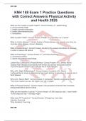 KNH 188 Exam 1 Practice Questions with Correct Answers Physical Activity and Health 2025
