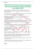 KNH 188 Final Exam Practice Questions with Correct Answers Physical Activity and Health 2025
