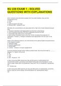 NU 220 EXAM 1 - SOLVED QUESTIONS WITH EXPLANATIONS 
