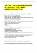 NU 220 EXAM REVIEW QUESTIONS WITH CORRECT DETAILED ANSWERS GRADED A&plus; 