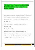 TSI Math Test Preperation 2024&sol;2025  Exam Questions and Answers &vert; A&plus;  Score Assured