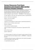 Human Resources Final Exam Questions And Answers With Verified Solutions Already Passed&excl;&excl;&excl;