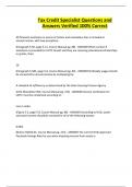 Tax Credit Specialist Questions and Answers Verified 100&percnt; Correct