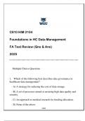 HIM 2104 &lpar;C810 Foundations in HC Data Management&rpar; FA Test Review &lpar;Qns & Ans&rpar; 2025