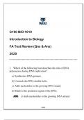 BIO 1010 &lpar;C190 Intro to Biology&rpar; FA Test Review &lpar;Qns & Ans&rpar; 2025