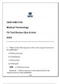 HIM 2150 &lpar;C804 Medical Terminology&rpar; FA Test Review &lpar;Qns & Ans&rpar; 2025&period;