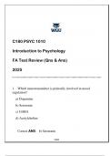 PSYC 1010 &lpar;C180 Intro to Psychology&rpar; FA Test Review &lpar;Qns & Ans&rpar; 2025