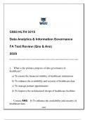 HLTH 3315 &lpar;C803 Data Analytics & Information Governance&rpar; FA Test Review &lpar;Qns & Ans&rpar; 2025
