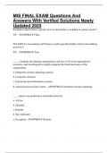 MIS FINAL EXAM Questions And Answers With Verified Solutions Newly Updated 2025