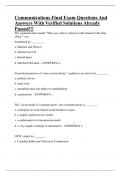 Communications Final Exam Questions And Answers With Verified Solutions Already Passed&excl;&excl;&excl;