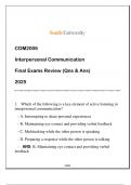 COM2006 Interpersonal Communication Finals Exams Review 2025 &lpar;Qns & Ans&rpar;&period;