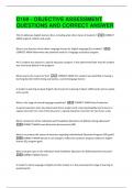 D169 - OBJECTIVE ASSESSMENT  QUESTIONS AND CORRECT ANSWER 