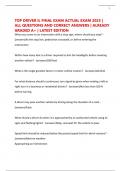 TOP DRIVER IL FINAL EXAM ACTUAL EXAM 2025 &vert; ALL QUESTIONS AND CORRECT ANSWERS &vert; ALREADY GRADED A&plus; &vert; LATEST EDITION