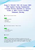 Exam 5&colon; NSG122&sol; NSG 122 &lpar;Latest 2025&sol; 2026 Update&rpar; Nursing Fundamental Concepts Review&vert; Questions & Answers&vert; Grade A&vert; 100&percnt; Correct &lpar;Verified Solutions&rpar;- Herzing