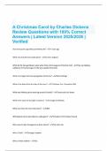 A Christmas Carol by Charles Dickens Review Questions with 100&percnt; Correct Answers &vert; Latest Version 2025&sol;2026 &vert; Verified