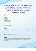Exam 4&colon; NSG122&sol; NSG 122 &lpar;Latest 2025&sol; 2026 Update&rpar; Nursing Fundamental Concepts Guide&vert; Questions & Answers&vert; Grade A&vert; 100&percnt; Correct &lpar;Verified Solutions&rpar;- Herzing