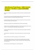 AAA Drivers Final Exam &vert; 100&percnt; Correct Answers &vert; Verified &vert; Latest 2025&sol;2026 Version