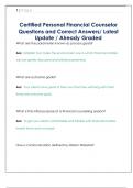 Certified Personal Financial Counselor  Questions and Correct Answers&sol; Latest  Update &sol; Already Graded