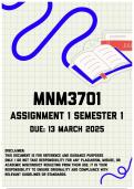 MNM3701 Assignment 1 Semester 1 &vert; Due 13 March 2025
