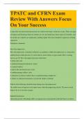 TPATC and CFRN Exam Review With Answers Focus On Your Success