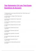 Top Optometry CA Law Test Exam  Questions & Answers 