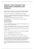 Walmart- Food Certification Test QUESTIONS & ANSWERS 100&percnt; CORRECT