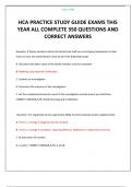 HCA PRACTICE STUDY GUIDE EXAMS THIS YEAR ALL COMPLETE 350 QUESTIONS AND CORRECT ANSWERS 