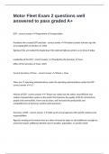 Motor Fleet Exam 2 questions well answered to pass graded A&plus;