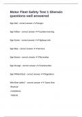 Motor Fleet Safety Test 1 Sherwin questions well answered 