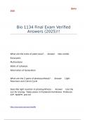 Bio 1134 Final Exam Verified Answers &lpar;2025&rpar;&excl;&excl;