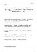 Biology 1134 Exam 1 With Correct Answers &lpar;2025&rpar;&excl;&excl;
