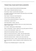 TENNIS FINAL EXAM QUESTIONS & ANSWERS
