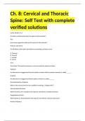 Ch&period; 8 Cervical and Thoracic Spine Self Test with complete verified solutions&period;