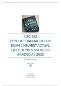 NSG 552  PSYCHOPHARMACOLOGY  EXAM 2 NEWEST ACTUAL  QUESTIONS & ANSWERS   GRADED A&plus; 2025