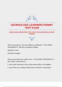GEORGIA DDS LEARNERS PERMIT TEST EXAM WITH GUARANTEED ACCURATE ANSWERS