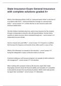 State Insurance Exam General Insurance with complete solutions graded A&plus;
