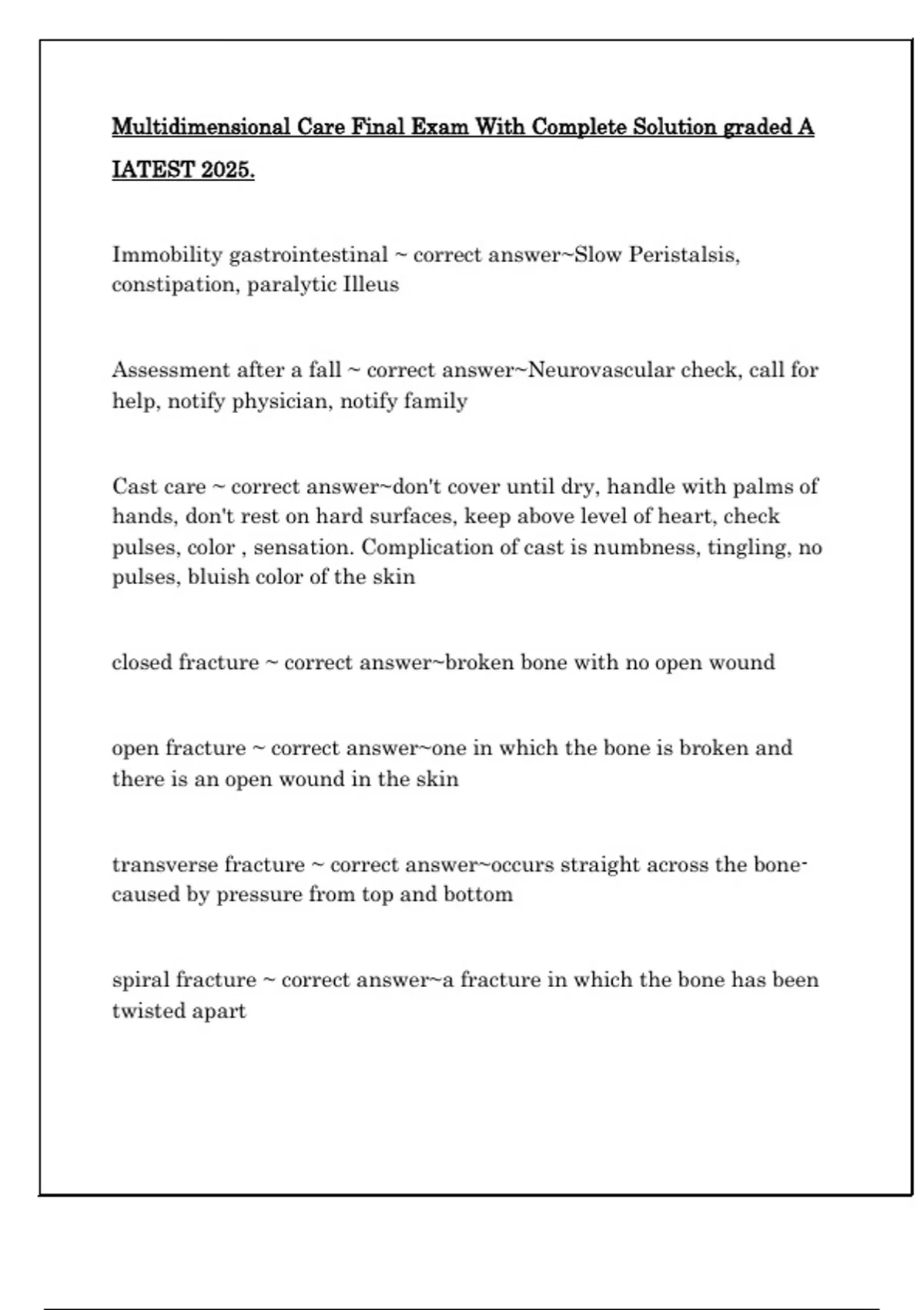 Nur 2356 Nur2356 Multidimensional Care I Final Exam Mdc 1 Final