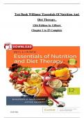 Test Bank for Nutrition and Diet Therapy 12th Edition Roth / All Chapters 1 - 21 / Full Complete Covered, Verified Latest Edition
