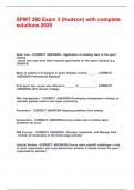 SPMT 260 Exam 3 &lpar;Hudson&rpar; with complete solutions 2025&period;