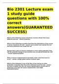 Bio 2301 Lecture exam 1 study guide questions with 100- correct answers&lpar;GUARANTEED SUCCESS&rpar;&period;