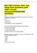 BIO 2301 Senses&comma; Pain&comma; and Sleep Quiz questions with 100- correct answers&lpar;GUARANTEED SUCCESS&rpar;&period;