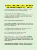 NUFS 144 Final Exam UPDATED ACTUAL   Exam Questions and CORRECT Answers 