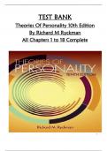 TEST BANK for  Theories Of Personality 10th Edition  By Richard M Ryckman  All Chapters 1 to 18 Complete Downloadable  PDF