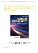 Test Bank For Nursing Informatics and the Foundation of Knowledge 6th Edition by Dee McGonigle&comma; Kathleen Mastrian&vert; ISBN NO&colon;978-1284293432&vert; All Chapters&vert; Complete Guide A&plus;