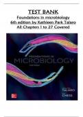 TEST BANK for  Foundations in microbiology  6th edition by Kathleen Park Talaro  All Chapters 1 to 27 Covered Downloadable PDF