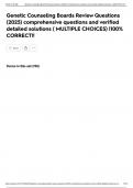 Genetic Counseling Boards Review Questions &lpar;2025&rpar; comprehensive questions and verified detailed solutions &lpar; MULTIPLE CHOICES&rpar; &vert;100&percnt; CORRECT&excl;&excl;