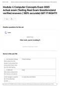 Module 4 Computer Concepts Exam 2025 Actual exam &lpar;Testing Real Exam Questions&rpar;and verified Answers &lpar; 100&percnt; accurate&rpar; GET IT RIGHT&excl;&excl;